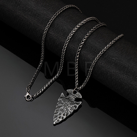 Vintage 304 Stainless Steel Viking Arrowhead Pendant Necklaces for Men WG2716D-02-1
