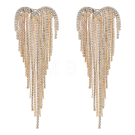 2Pcs Heart Tassel Alloy Rhinestone Lapel Pins for Clothes JEWB-NB0001-30G-1