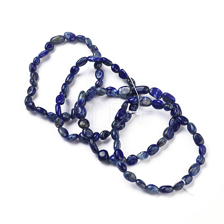 Natural Lapis Lazuli Bead Stretch Bracelets BJEW-K213-18-1
