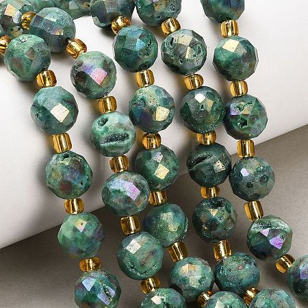 Electroplated Natural Druzy Geode Crystal Beads Strands G-F833-P01-10mm-03-1
