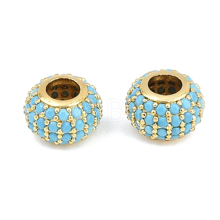 Brass Micro Pave Cubic Zirconia European Beads RB-CBAB488-01-1