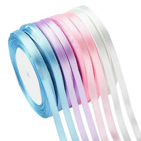 8Rolls 4 Colors Single Face Satin Ribbon OCOR-FS0001-10E-1