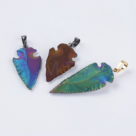 Electroplate Natural Indian Agate Pendants G-L479-23-1