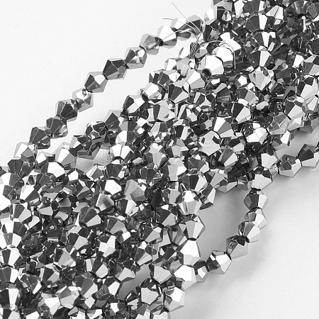 1 Strand Faceted Bicone Electroplate Glass Beads Strands X-EGLA-J026-3mm-F19-1
