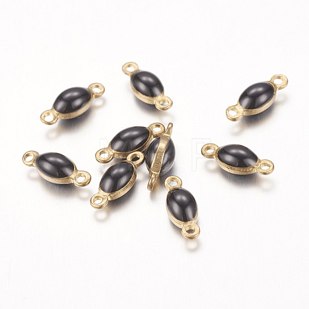 Antique Bronze Plated Brass Enamel Oval Links X-KK-Q570-06D-1