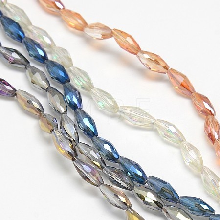 Electroplate Crystal Glass Rice Beads Strands EGLA-F042-A-1