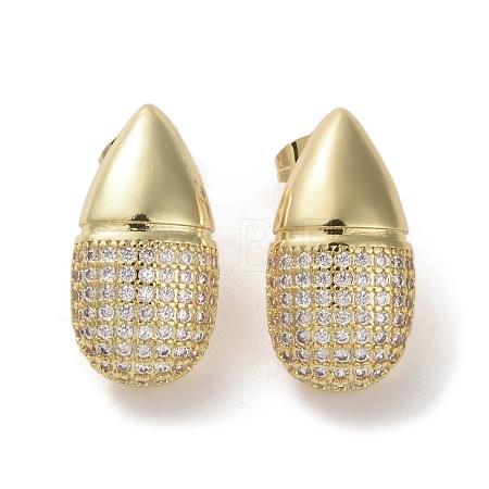Brass Micro Pave Cubic Zirconia Stud Earrings EJEW-H308-08G-03-1