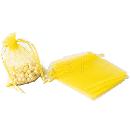 100Pcs Rectangle Organza DIY Craft Drawstring Bags PW-WG69155-42-1
