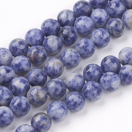 Natural Blue Spot Jasper Bead Strands X-G-R193-15-8mm-1