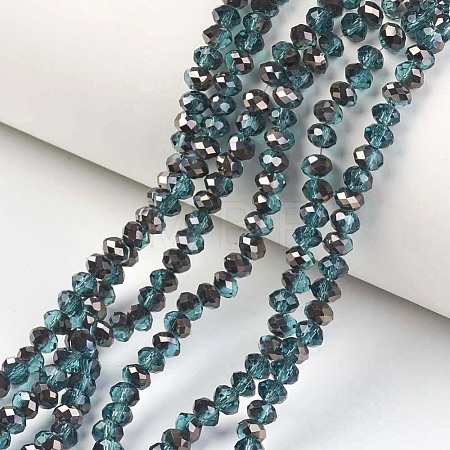 Electroplate Transparent Glass Beads Strands EGLA-A034-T6mm-P02-1