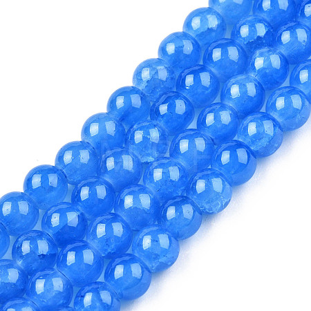 Baking Paint Crackle Glass Beads Strands X-DGLA-Q023-6mm-YS16-1