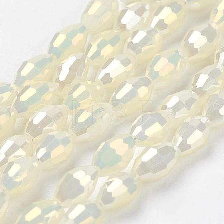 Electroplate Glass Beads Strands EGLA-J013-4X6mm-F03-1