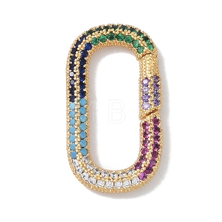 Rack Plating Brass Micro Pave Cubic Zirconia Twister Clasps KK-NH0002-19G-02-1