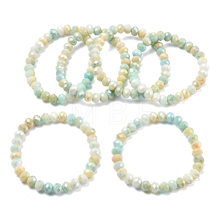 AB Color Faceted Rondelle Glass Beaded Stretch Bracelets for Women BJEW-PH01820-06-1