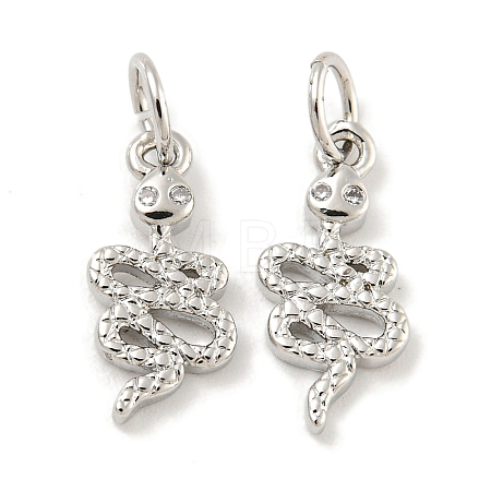 Rack Plating Brass Micro Pave Clear Cubic Zirconia Pendants KK-B093-02G-P-1