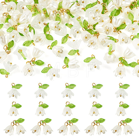 60Pcs 3 Styles ABS Plastic Imitation Pearl & Acrylic Pendants PALLOY-TAC0280-1
