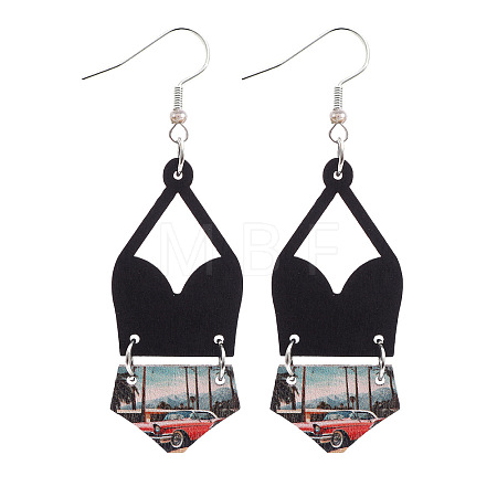 Alloy with Imitation Leather Dangle Earrings FS-WG30D02-18-1