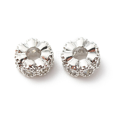 Brass Clear Cubic Zirconia Spacer Beads KK-G420-22P-1