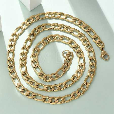 304 Stainless Steel Figaro Chain Necklaces NJEW-S442-02G-1