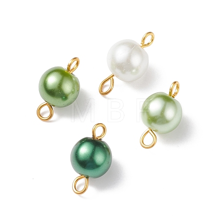 Glass Imitation Pearl Connector Charms PALLOY-JF01881-03-1