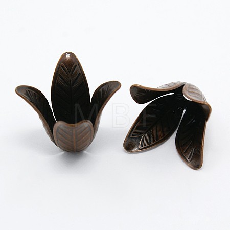 4-Petal Brass Flower Bead Caps X-KK-M010-02R-NR-1