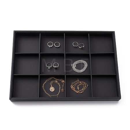 Stackable Wood Display Trays Covered By Black Leatherette PCT106-1
