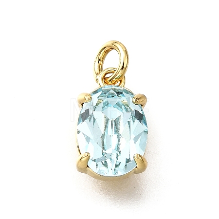 Brass Glass Charms KK-V011-33G-1