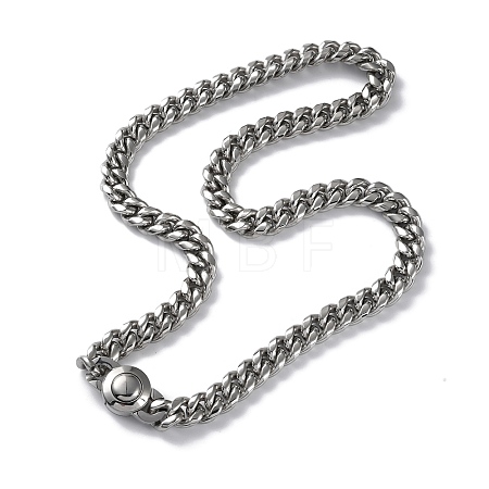 Non-Tarnish 304 Stainless Steel Cuban Link Chain Necklaces NJEW-P288-21P-1