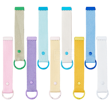 9Pcs 9 Colors Alloy Polyester Keychains KEYC-FH0001-80B-1
