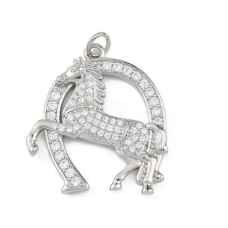 Brass Micro Pave Clear Cubic Zirconia Pendants KK-B177-05E-P-1