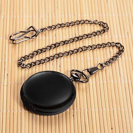 Openable Flat Round Alloy Pendant Pocket Watches WACH-D046-1