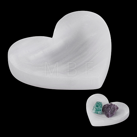 Heart Natural Selenite Decorative Bowls AJEW-WH0460-043B-1