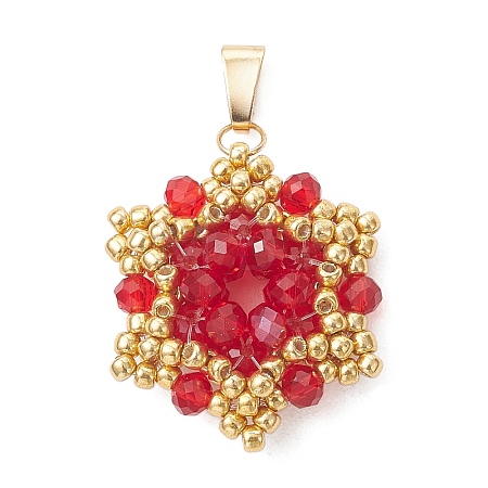 Pearl Luster Plated Glass Pendants PALLOY-MZ01312-03-1