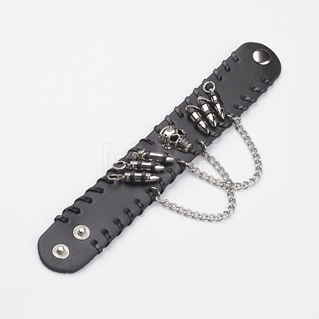 Punk Rock Style Cowhide Leather Rivet Bracelets BJEW-D438-24B-1