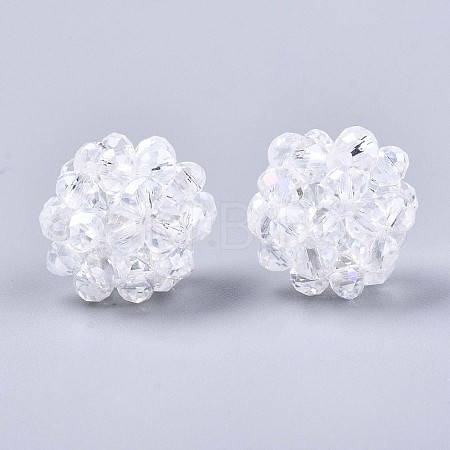 Transparent Electroplate Glass Round Woven Beads GLAA-T024-01C-B05-1