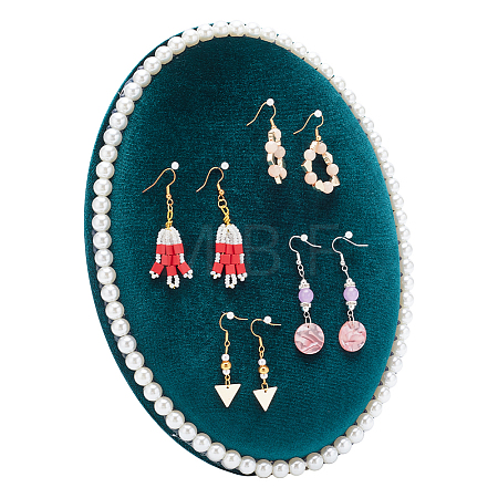 Oval Velvet Cover MDF Jewelry Display Stands ODIS-WH0025-105-1