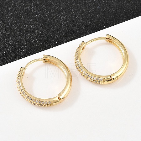 Brass Clear Cubic Zirconia Hoop Earrings EJEW-A156-08A-G-1