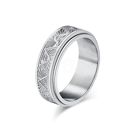Eye Pattern Stainless Steel Rotating Finger Ring PW-WG69410-02-1