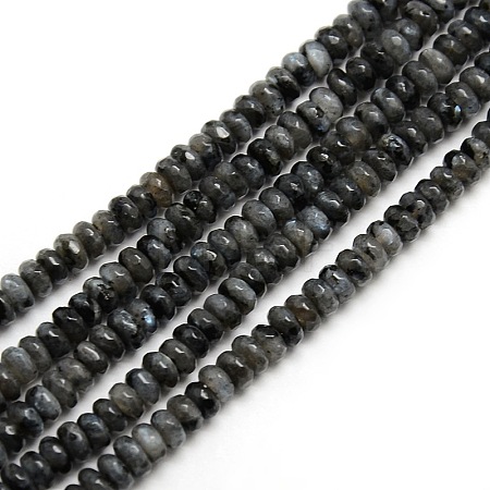 Faceted Natural Labradorite Rondelle Bead Strands G-M065-4mm-01-1