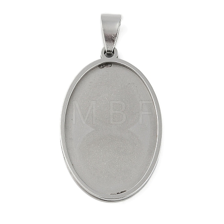 Non-Tarnish 201 Stainless Steel Pendant Cabochon Settings X-STAS-L279-012P-01-1