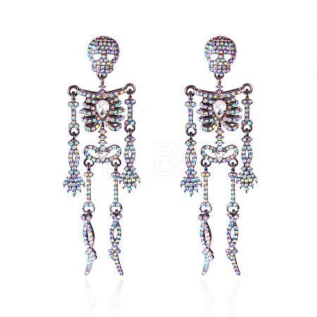 Halloween Zinc Alloy Crystal AB Rhinestone Dangle Stud Earrings FS-WGF4447-01-1