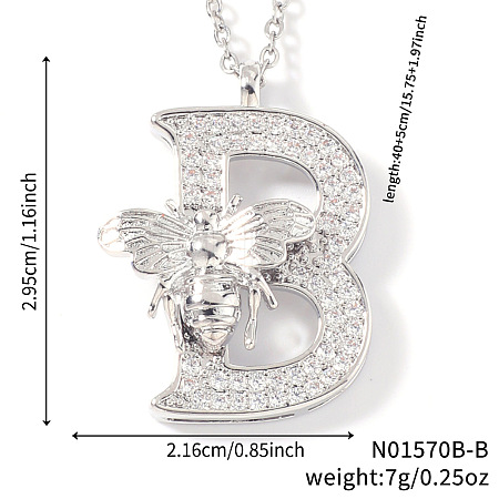 Brass Micro Pave Clear Cubic Zirconia Pendant Necklaces FS-WG7BC7F-02-1