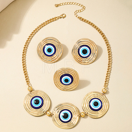Alloy Enamel Earrings & Necklaces & Rings Sets for Women FS-WG87187-01-1