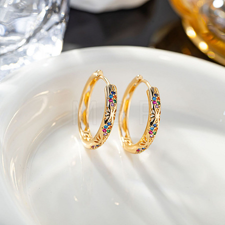 Brass Micro Pave Cubic Zirconia Hoop Earrings FS-WGC6509-02-1