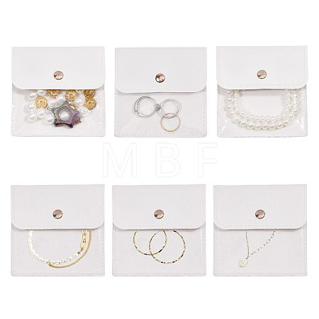 6Pcs PU Leather with PVC Pouches with Snap Button ABAG-WH0072-036B-1