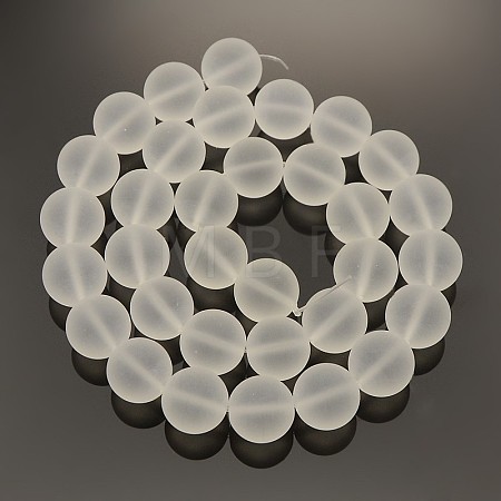 Frosted Transparent Round Glass Beads Strands FGLA-P002-6mm-03-1