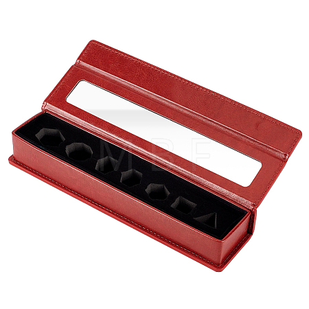 7-Slot Imitation Leather Dice Organizer Boxes with Magnetic Visible Window Lid ODIS-WH0079-105C-1