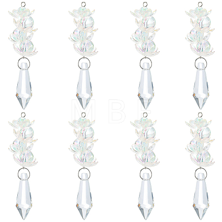8Pcs Glass Pendants PALLOY-SP00008-1