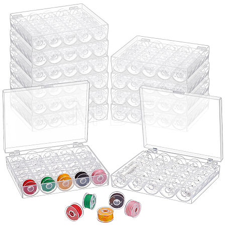 12 Bags Transparent Plastic Empty Sewing Thread Bobbins CON-WA0001-10-1