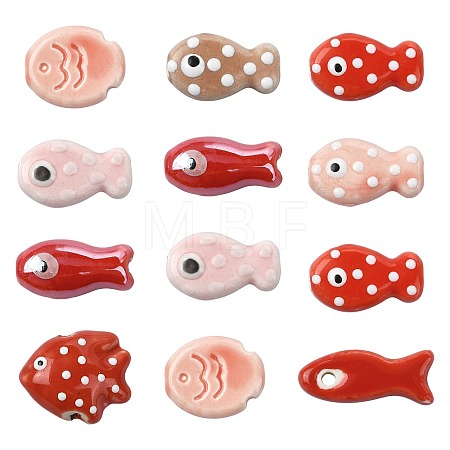 12Pcs 8 Styles Handmade Porcelain Beads PORC-FS0001-61-1